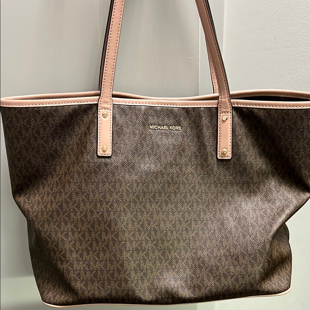 Michael Kors Brown Signature Tote with Monogram Print
